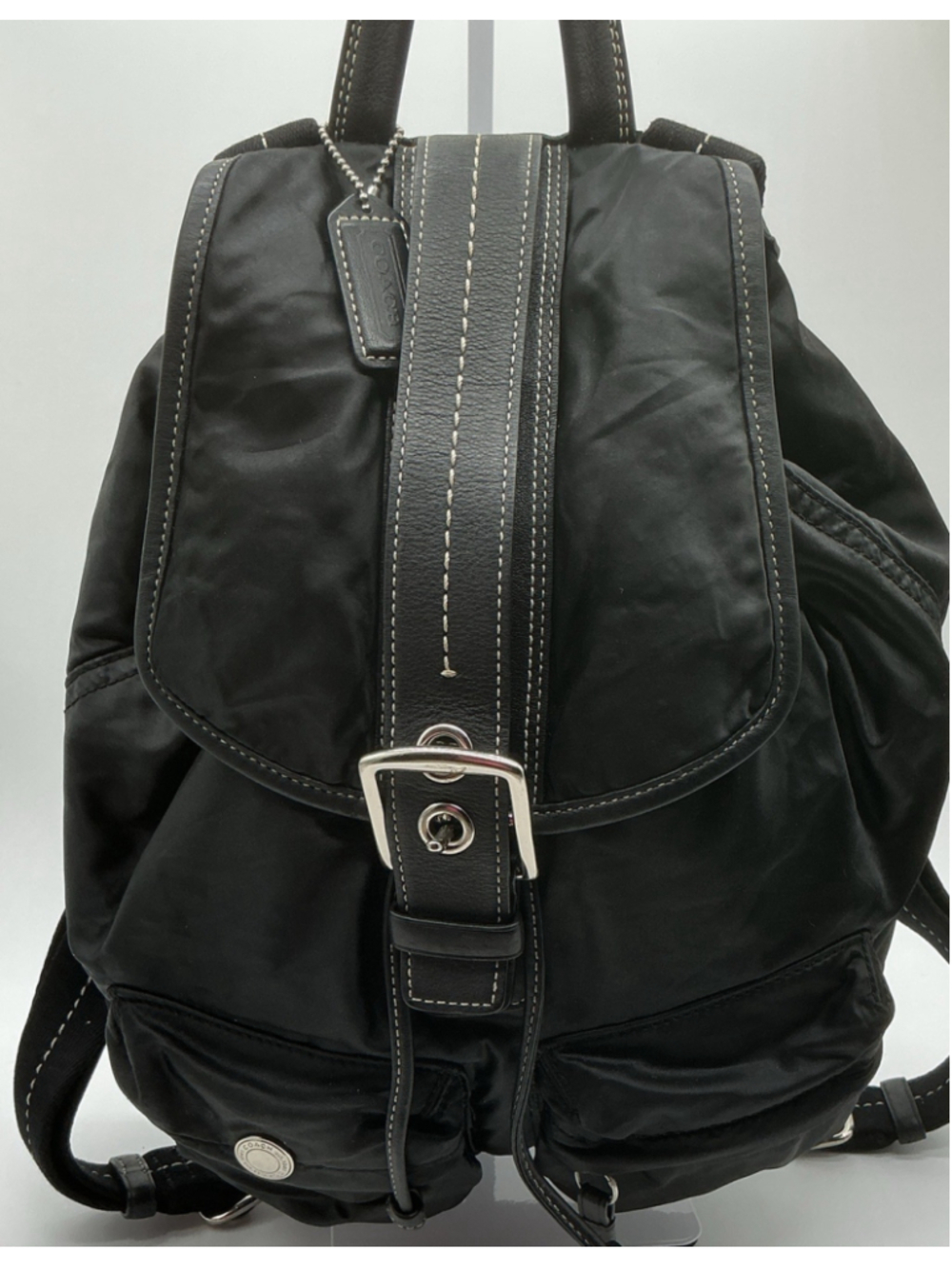 Vintage Y2K Coach Hamptons Weekend 1898 Black Nylon Leather Backpack 2004
